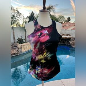 Adidas Women's Black and Pink Racerback Tank